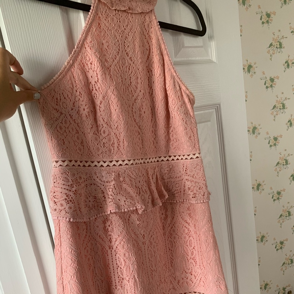 Pink halter lace dress